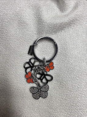 Coach vintage Butterfly Bag Charm Keychain Black & Red